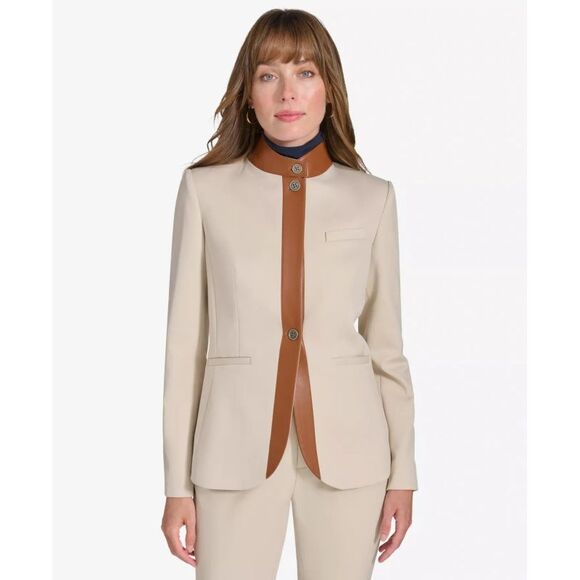 Tommy Hilfiger Jackets & Blazers - Tommy Hilfiger Women's Jacket Sz 14 Faux-Leather-Trim Riding